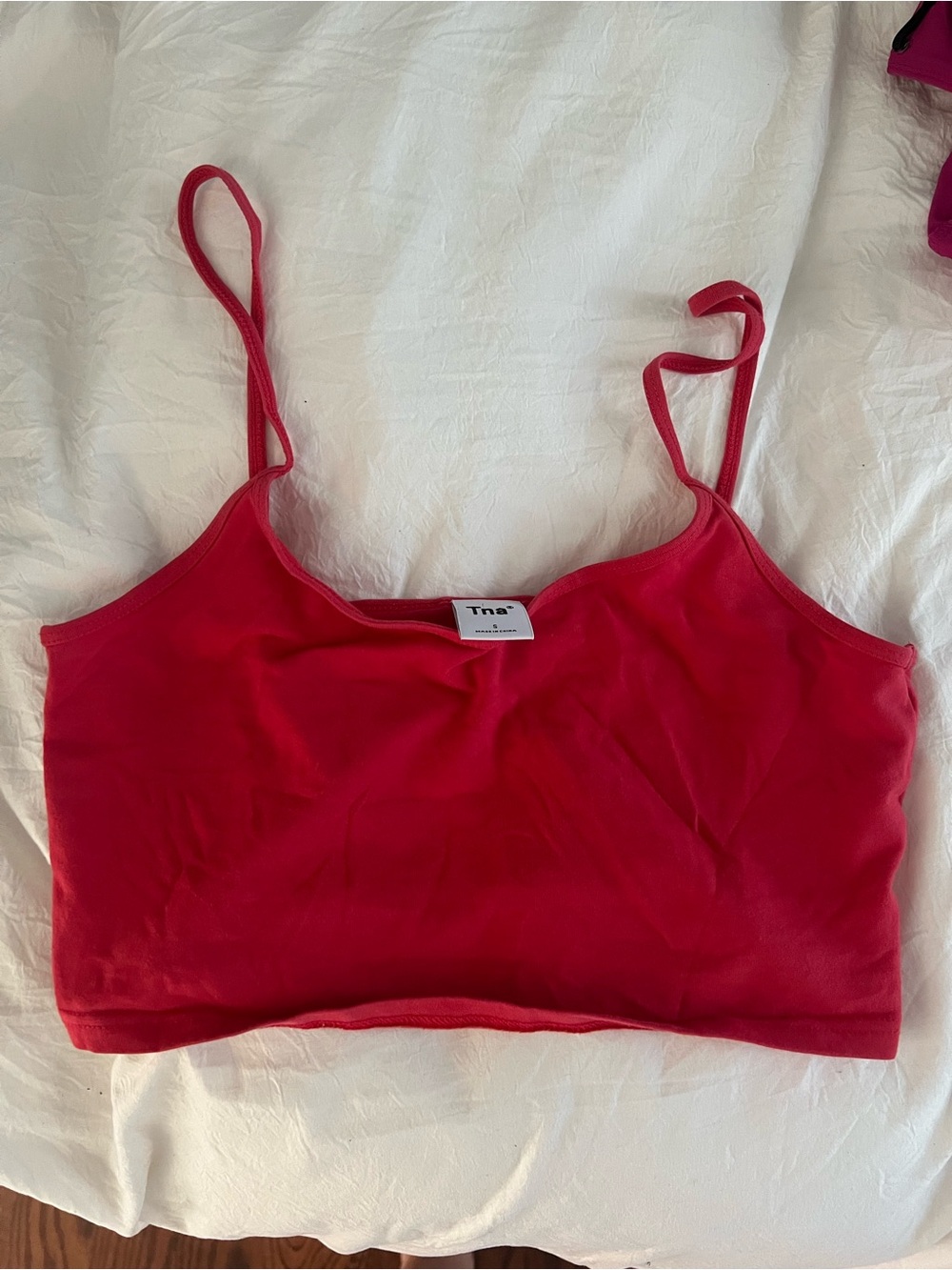 TNA Red Cropped Spaghetti-Strap Camisole